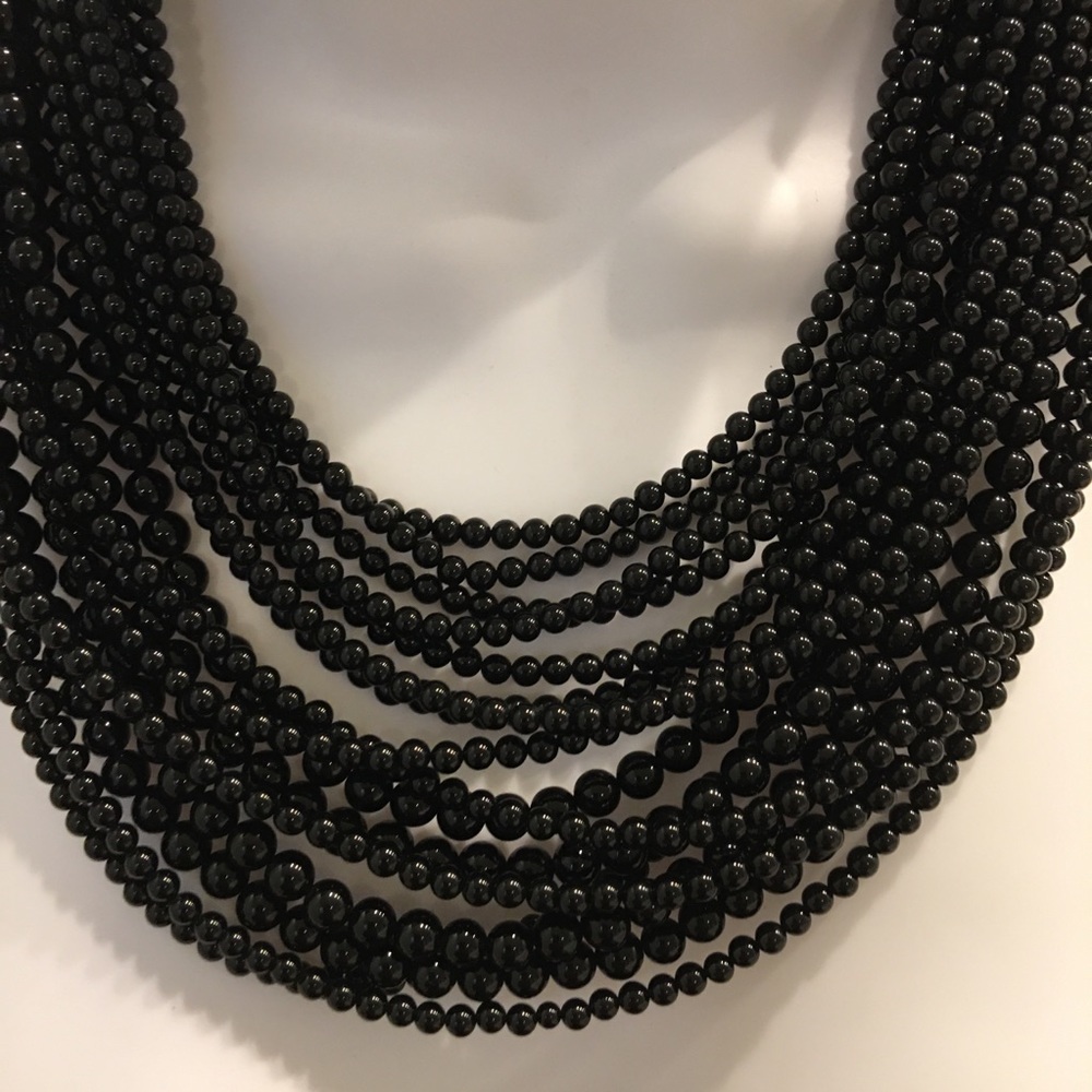 16 Strand black beaded necklace - Picture 2 of 5